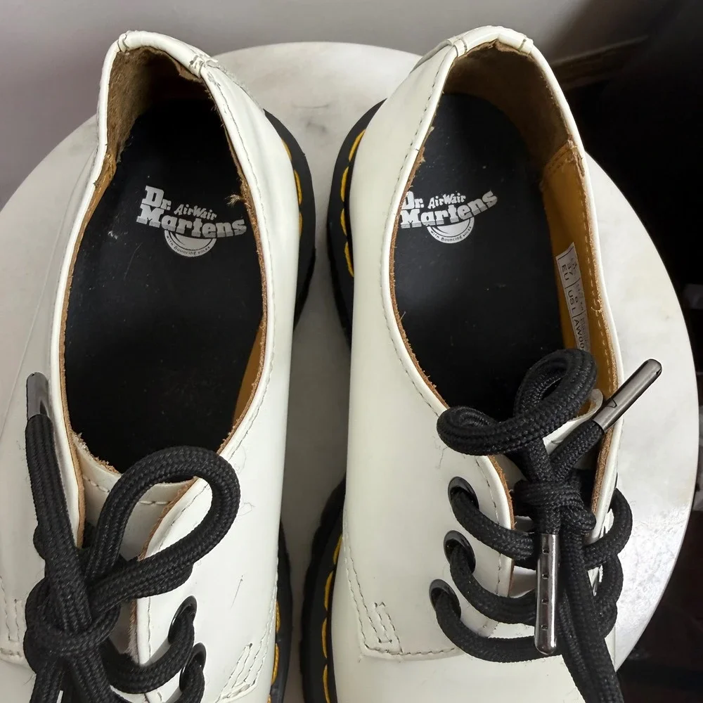 Dr. Martens 1461 Quad Platform Derby White Leather US Women's Size 6
